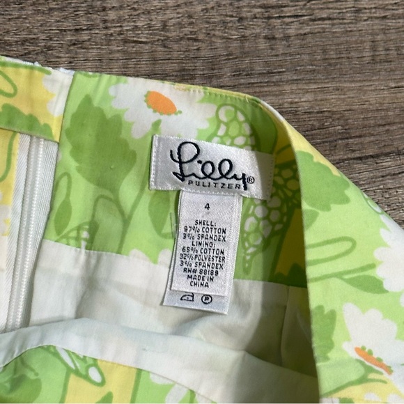 Lilly Pulitzer Green Yellow Daisy Print A-Line Skirt - Picture 3 of 4